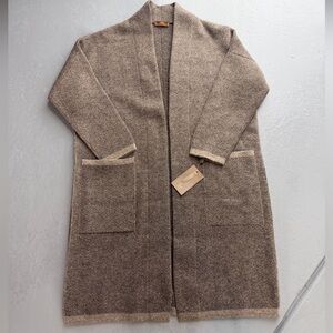 NWT Tod 100% Wool Collarless Maxi Cardigan Women’s Size L